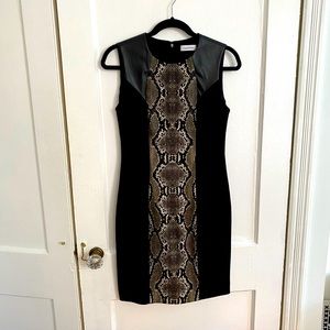 Calvin Klein Black And Print Sleeveless Dress